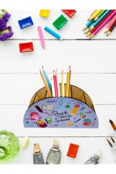 Berenden Ahşap Çocuklar İçin Masa Üstü Kalemlik & Organizer-Mavi - 1