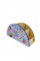 Berenden Ahşap Çocuklar İçin Masa Üstü Kalemlik & Organizer-Mavi - 3