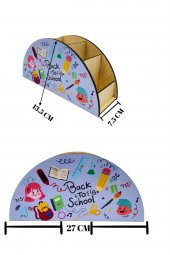 Berenden Ahşap Çocuklar İçin Masa Üstü Kalemlik & Organizer-Mavi - 5