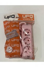 Ufo Elektrik 3 Metre Pembe Renk Üçlü Topraklı Kablolu Grup Priz - 2
