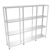 4 Katlı 3'lü Galvaniz Çelik Raf - Depo, Arşiv, Kiler, Dosya, Market Rafı  43x60 cm 200 cm 1.50 mm thumbnail 4