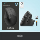 Logitech Lift Sessiz Kablosuz Ergonomik Dikey Mouse - Siyah (910 006473) - 4