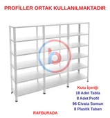 6 Katlı 3'lü Galvaniz Çelik Raf - Depo, Arşiv, Kiler, Dosya, Market Rafı  31x60 cm 300 cm 1.50 mm thumbnail 1
