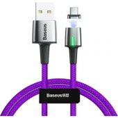 Baseus CATXC-B05 Zinc Magnetic USB Kablo Şarj USB Type-C Başlık 2.0A 2 m - Mor - 1