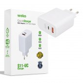 WEKO WK-21446 Mİ10-UC 25 WATT 3.0 AMPER TYPE-C + USB ŞARJ BAŞLIK ADAPTÖRÜ - 1