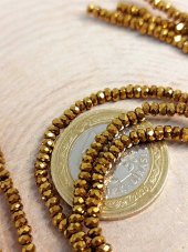 Hematit Taşı Rondela Faset Kesim YARIM Dizi 3*1,5mm (41240) (18cm Uzunluğundadır) thumbnail 1