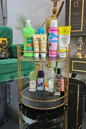 2 Katlı Gold Kozmetik Organizer - 1
