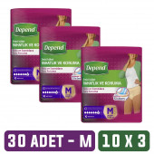 Depend Emici Külot Kadın Hasta Bezi Orta Boy 3 x 10'lu - 3