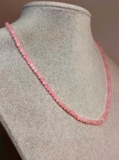 Pembe Kuvars Taşı 3mm 1000 Ayar Gümüş İpli Kolye (Sabit Klipsli) (41245) thumbnail 1