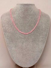 Pembe Kuvars Taşı 3mm 1000 Ayar Gümüş İpli Kolye (Sabit Klipsli) (41245) thumbnail 3