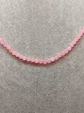 Pembe Kuvars Taşı 3mm 1000 Ayar Gümüş İpli Kolye (Sabit Klipsli) (41245) thumbnail 4