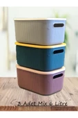 3 Adet 6,2 Lt Storage Mix Renk Dolap Düzenleyici Kapaklı Kutu - Kıyafet Çorap Saklama Kabı thumbnail 6
