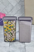 King Boy 2 Adet 3.2 Lt Füme Toz Tablet Deterjan Saklama Kutusu Seti Banyo Mutfak Erzak Kabı - 2
