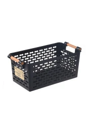 2 Adet Siyah Ahşap Renk Saplı Buzdolabı Mutfak Düzenleyici Sebze Meyve Sepeti thumbnail 3