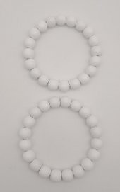 Angel Çanta Aksesuar 13 cm Ahşap Boncuklu Bilezik Model Beyaz Renk Çift Sap - 3