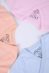Babyhola 3'lü %100 Pamuk Body Kız Erkek Bebek Kısa Kol Kruvaze Çıtçıtlı Badi Zıbın 3'lü Set 34951 - 1