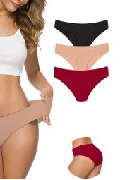 3 Adet Kadın Dikişsiz Lazer Kesim Esnek İz yapmayan Külot S6 - 1