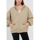 Şardonlu Fermuarlı Oversize Sweatshirt - 5