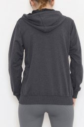 Kapşonlu Fermuarlı Sweat Füme - 11285.053. - 6