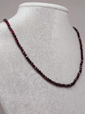 Lal (Garnet – Granat ) Taşı 3mm 1000 Ayar Gümüş İpli Kolye (Sabit Klipsli) thumbnail 2