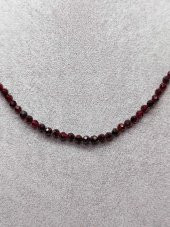 Lal (Garnet – Granat ) Taşı 3mm 1000 Ayar Gümüş İpli Kolye (Sabit Klipsli) thumbnail 4