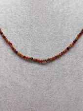 Lal (Garnet – Granat ) Taşı 2mm 1000 Ayar Gümüş İpli Kolye (Sabit Klipsli) (41260) thumbnail 4