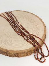 Lal (Garnet – Granat ) Taşı 2mm 1000 Ayar Gümüş İpli Kolye (Sabit Klipsli) (41260) thumbnail 5