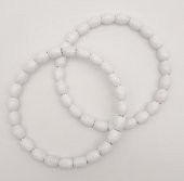 Angel Çanta Aksesuar 12 cm Oval Ahşap Boncuklu Bilezik Model Beyaz Renk Çift Sap - 1