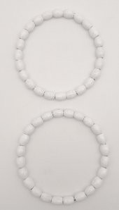 Angel Çanta Aksesuar 12 cm Oval Ahşap Boncuklu Bilezik Model Beyaz Renk Çift Sap - 3