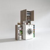 Kenzlife çamaşır makinesi dolabı sinemmaks crd 180*096*30 banyo kapaklı arkalıklı raflı - 2