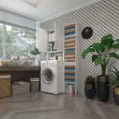 Kenzlife çamaşır makinesi dolabı veronikamaks byz 180*096*20 banyo kapaklı arkalıksız raflı - 1