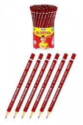 Jumbo Kırmızı Kalem 6 Adet Kırmızı Başlık Kalemi Üçgen Kırmızı Renk Kurşun Kalem İlk Kalemim thumbnail 1