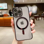 Apple iPhone 14 Kılıf Kamera Lens Korumalı Magsafe Şarj Kilifi Şeffaf Renkli Yumuşak Kapak - 2
