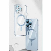 Apple iPhone 13 Pro Max Kılıf Kamera Lens Korumalı Magsafe Şarj Kilifi Şeffaf Renkli Yumuşak Kapak thumbnail 5