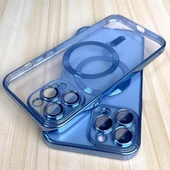 Apple iPhone 13 Kılıf Kamera Lens Korumalı Magsafe Şarj Kilifi Şeffaf Renkli Yumuşak Kapak - 7