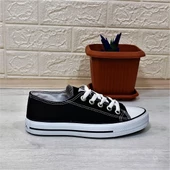 Fiyra 554 Siyah-Beyaz Kısa Unisex Sneaker Keten Spor Ayakkabı - 6
