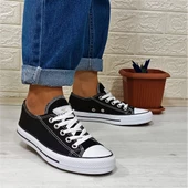 Fiyra 554 Siyah-Beyaz Kısa Unisex Sneaker Keten Spor Ayakkabı - 9