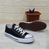 Fiyra 554 Siyah-Beyaz Kısa Unisex Sneaker Keten Spor Ayakkabı - 3