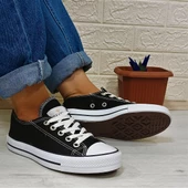 Fiyra 554 Siyah-Beyaz Kısa Unisex Sneaker Keten Spor Ayakkabı - 7