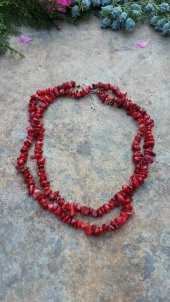 STONEAGE JEWELLERY Mercan Doğal Taş Hem Kısa Hem Uzun Bayan Kolye - 1