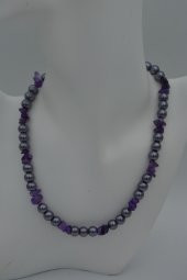 STONEAGE AMETİST VE CAM İNCİ TASARIM KOLYE thumbnail 2