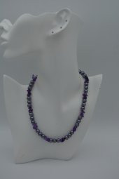 STONEAGE AMETİST VE CAM İNCİ TASARIM KOLYE thumbnail 3