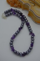 STONEAGE AMETİST VE CAM İNCİ TASARIM KOLYE thumbnail 4