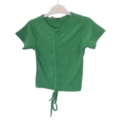 FLOWER DÜZ RENK BÜZGÜLÜ KAŞKORSE KIZ ÇOCUK T-SHİRT - 2