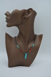 STONEAGE HEMATİT TURKUAZ VE MERCAN KOLYE thumbnail 1