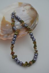 STONEAGE UNAHİT DOĞALTAŞ VE CAM İNCİ KOLYE thumbnail 2