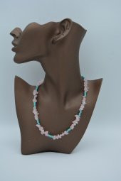 STONEAGE PEMBE KUVARS VE TURKUAZ TAŞLI KOLYE thumbnail 2