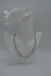 STONEAGE PEMBE KUVARS VE TURKUAZ TAŞLI KOLYE thumbnail 3