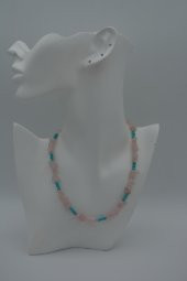 STONEAGE PEMBE KUVARS VE TURKUAZ TAŞLI KOLYE thumbnail 4