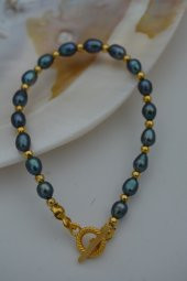 STONEAGE JEWELLERY Siyah Arpa İncili Bileklik thumbnail 2